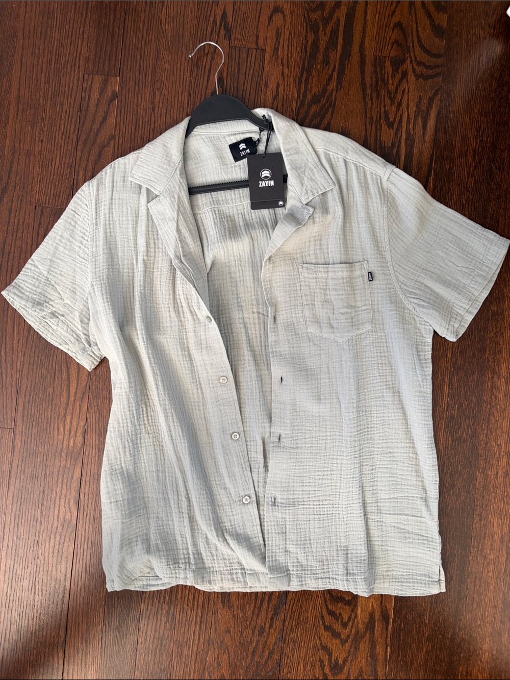 Zatin Men's Faded Green Short-Sleeve Button-Up Shirt